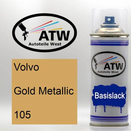 Volvo, Gold Metallic, 105: 400ml Sprühdose, von ATW Autoteile West.